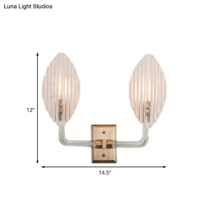 Contemporary brass leaf wall light fixture – living room glass sconce