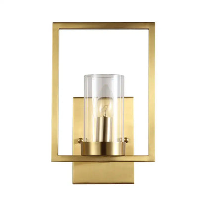 Contemporary brass wall light clear glass cylinder bedroom light fixture