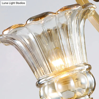DecorBites™ Contemporary Brass Wall Mount Light with Crystal Drop - Flower Bedroom Sconce