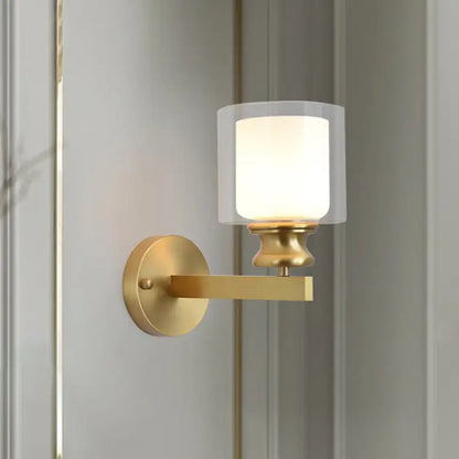 Contemporary brass wall mounted light fixture living room frosted glass