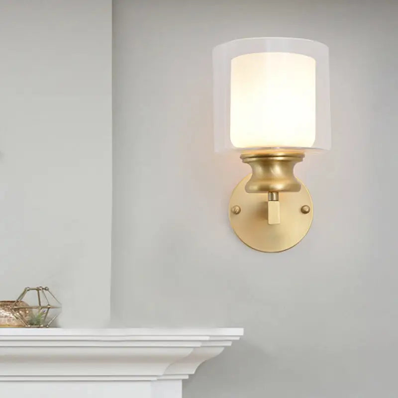 Contemporary brass wall mounted light fixture living room frosted glass