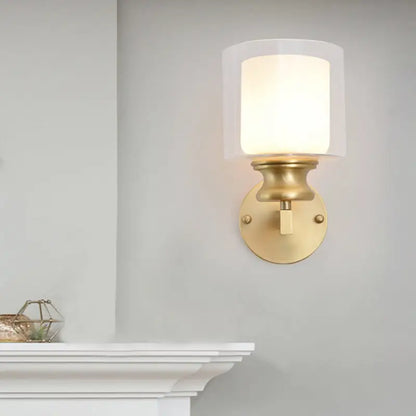 Contemporary brass wall mounted light fixture living room frosted glass