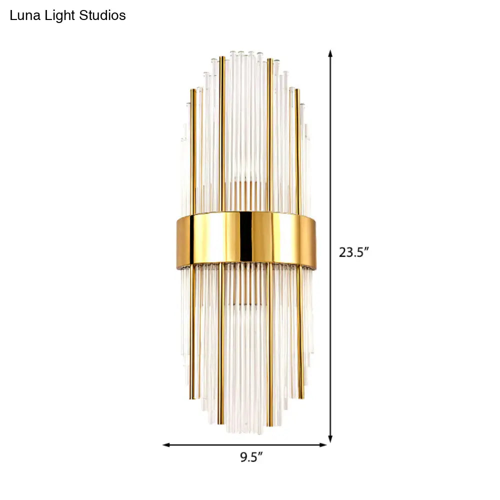 DecorBites™ Contemporary Brass Wall Mounted Living Room Light with Clear Crystal Shade
