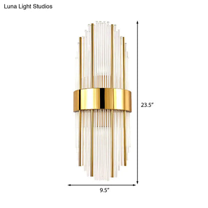 DecorBites™ Contemporary Brass Wall Mounted Living Room Light with Clear Crystal Shade