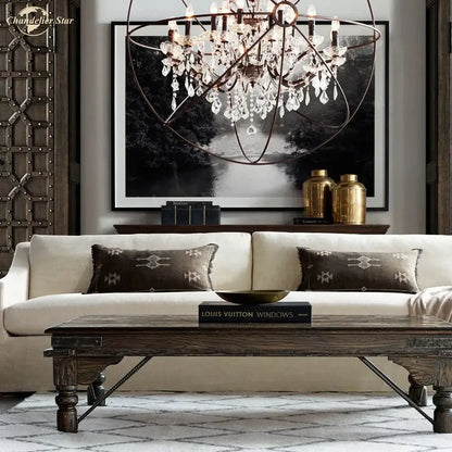 Contemporary bronze crystal led chandelier dining room pendant light