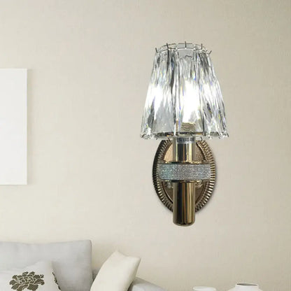 Contemporary bronze crystal wall sconce light bedroom glass shade