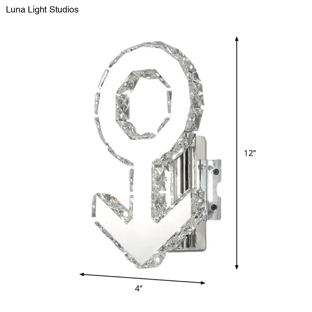 Contemporary chrome anchor crystal wall lamp hallway warm white light
