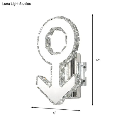 Contemporary chrome anchor crystal wall lamp hallway warm white light