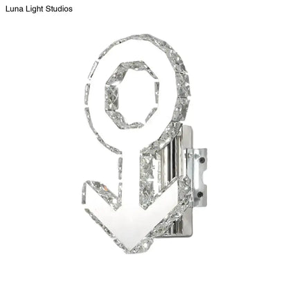 Contemporary chrome anchor crystal wall lamp hallway warm white light