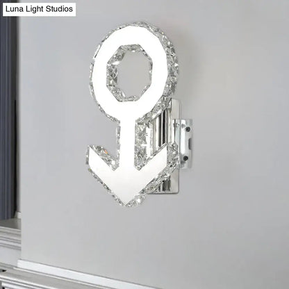 Contemporary chrome anchor crystal wall lamp hallway warm white light
