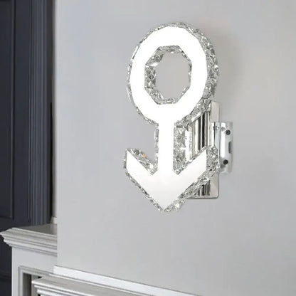 Contemporary chrome anchor crystal wall lamp hallway warm white light