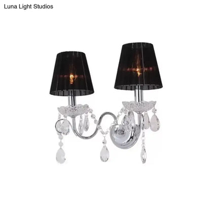 Contemporary chrome and crystal wall light fixture living room black