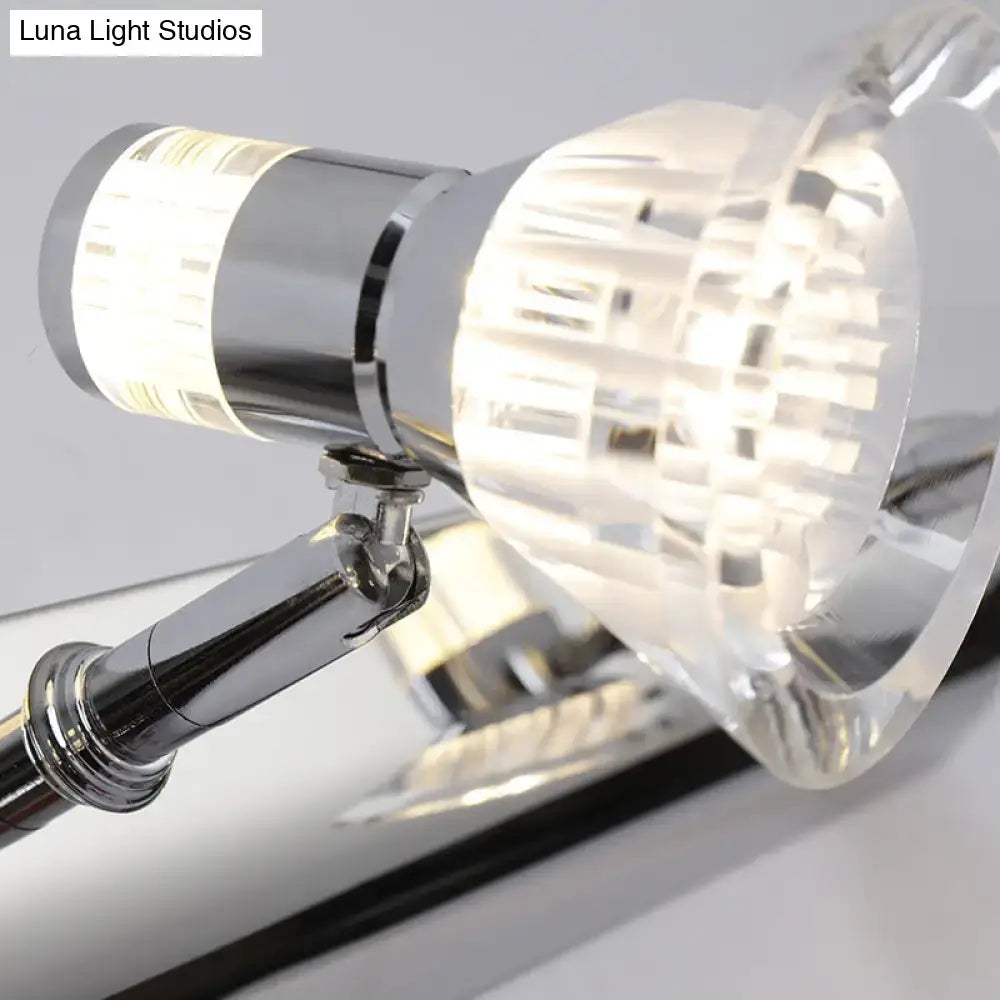 Contemporary chrome conic sconce light – bathroom crystal vanity lighting
