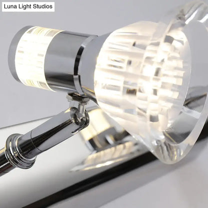 Contemporary chrome conic sconce light – bathroom crystal vanity lighting