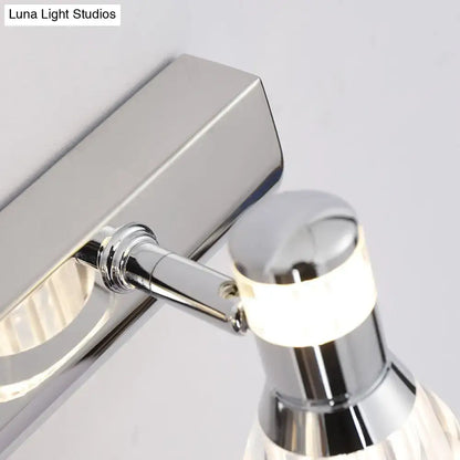 Contemporary chrome conic sconce light – bathroom crystal vanity lighting