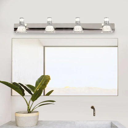 Contemporary chrome conic sconce light – bathroom crystal vanity lighting