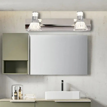Contemporary chrome conic sconce light – bathroom crystal vanity lighting