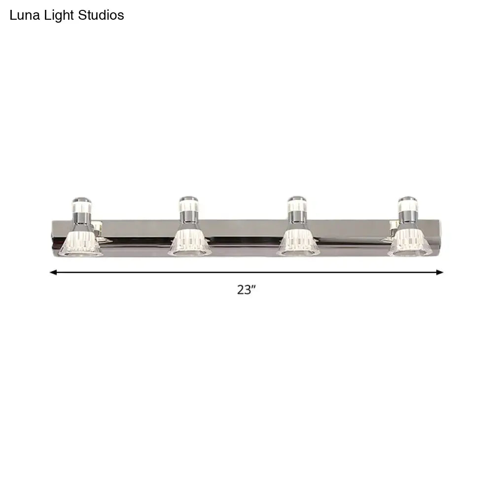 Contemporary chrome conic sconce light – bathroom crystal vanity lighting