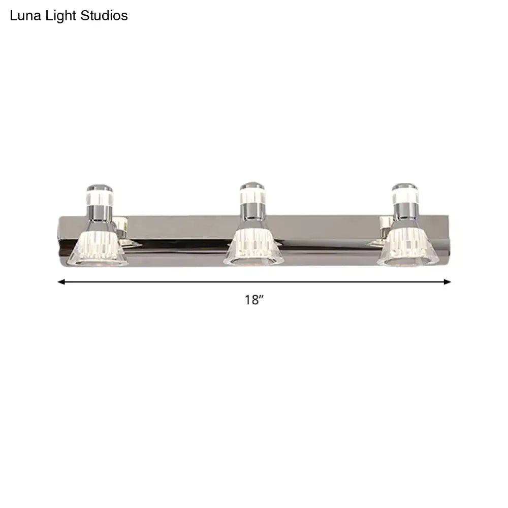 Contemporary chrome conic sconce light – bathroom crystal vanity lighting