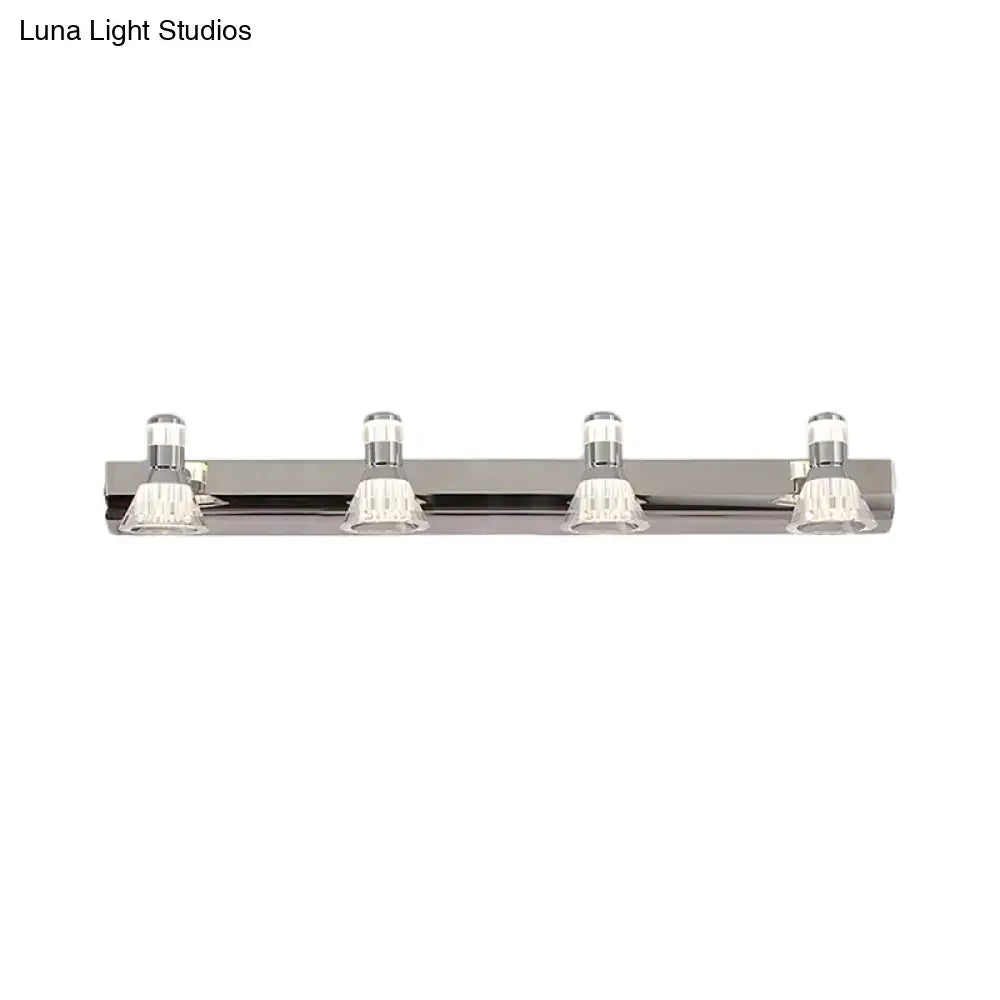Contemporary chrome conic sconce light – bathroom crystal vanity lighting