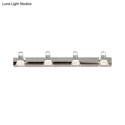 Contemporary chrome conic sconce light – bathroom crystal vanity lighting