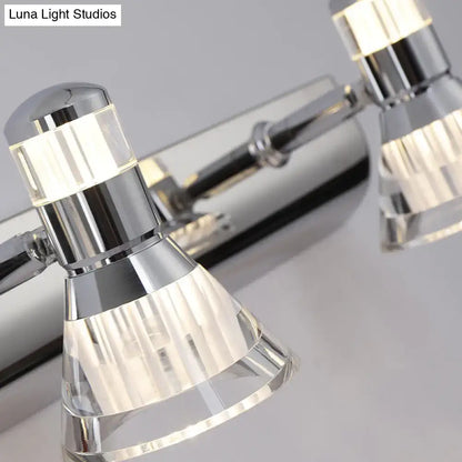 Contemporary chrome conic sconce light – bathroom crystal vanity lighting