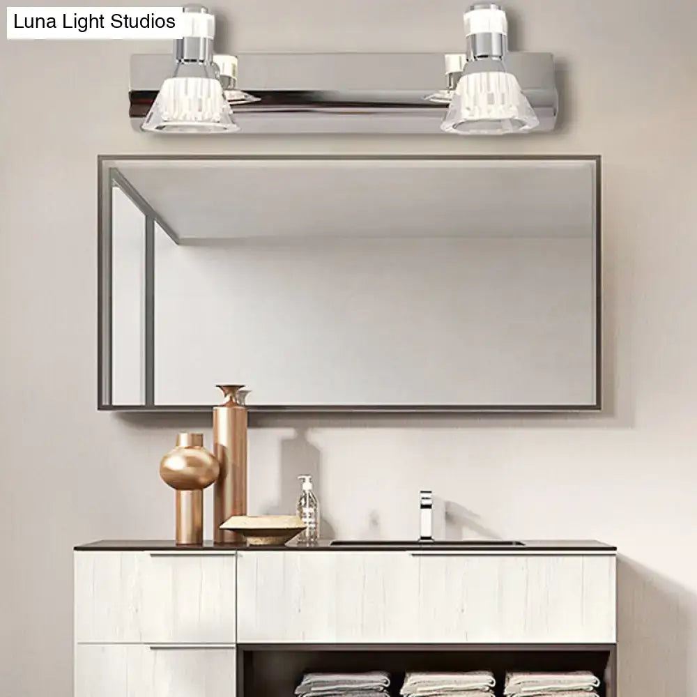 Contemporary chrome conic sconce light – bathroom crystal vanity lighting