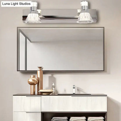 Contemporary chrome conic sconce light – bathroom crystal vanity lighting