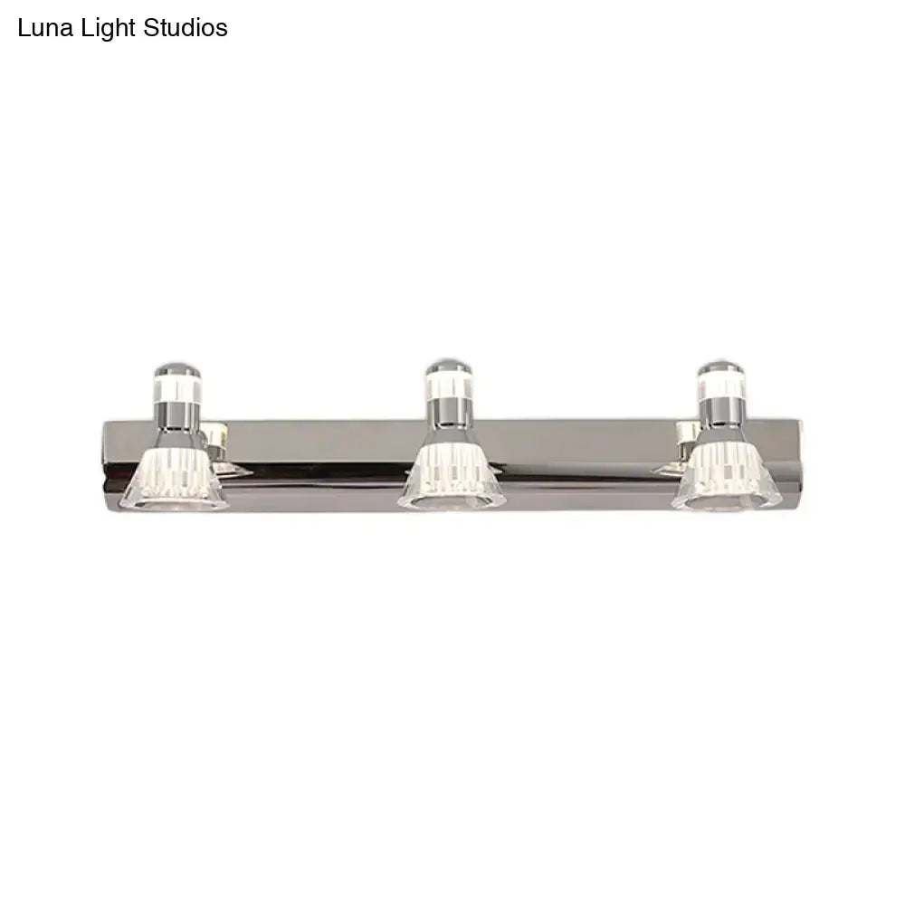 Contemporary chrome conic sconce light – bathroom crystal vanity lighting