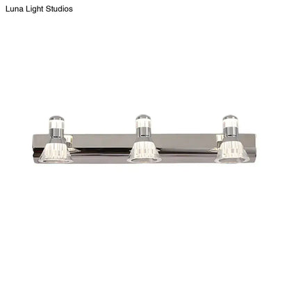 Contemporary chrome conic sconce light – bathroom crystal vanity lighting
