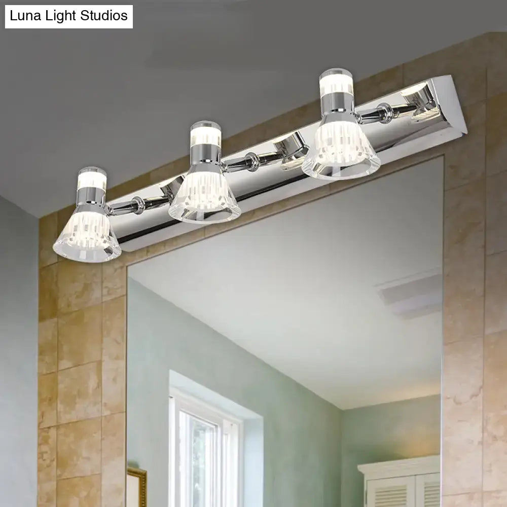 Contemporary chrome conic sconce light – bathroom crystal vanity lighting
