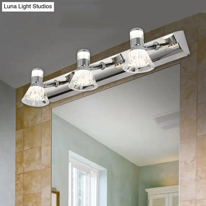 Contemporary chrome conic sconce light – bathroom crystal vanity lighting