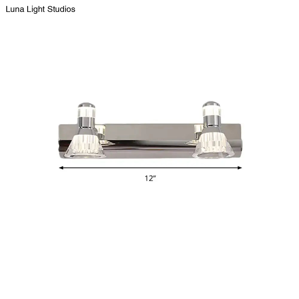 Contemporary chrome conic sconce light – bathroom crystal vanity lighting