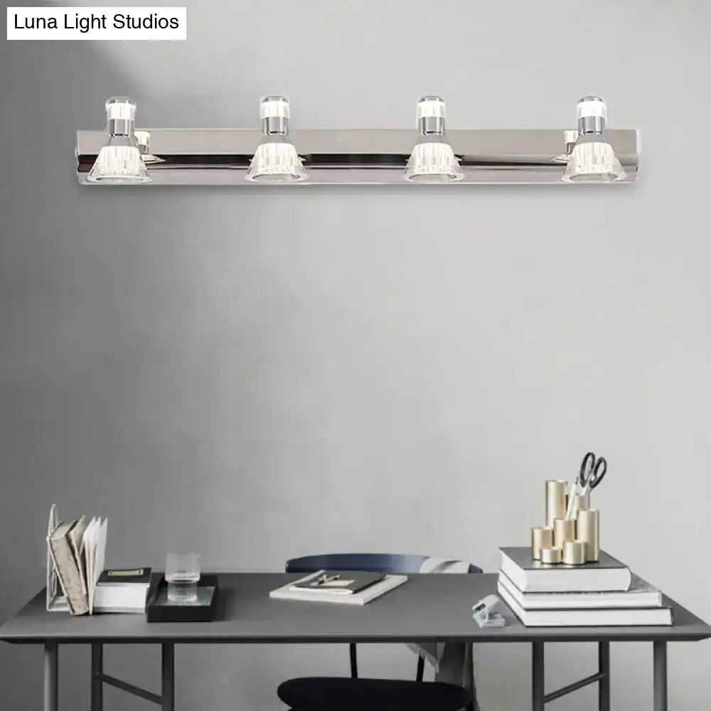 Contemporary chrome conic sconce light – bathroom crystal vanity lighting