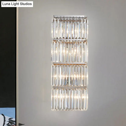 DecorBites™ Contemporary Chrome Crystal Prism 4-Tier Flush Wall Sconce Light Fixture