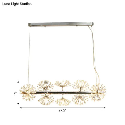 Contemporary chrome dandelion crystal pendant light dining room