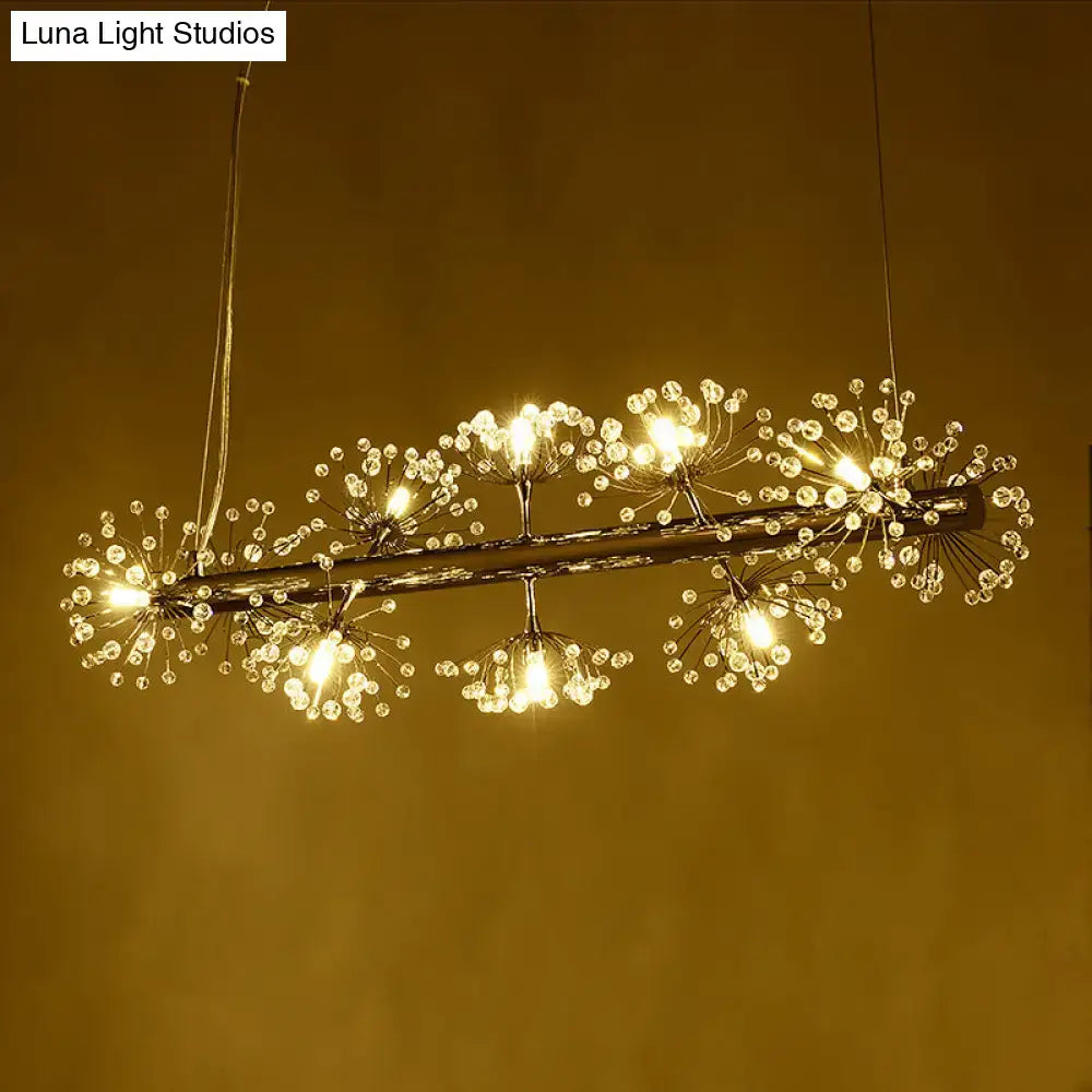 Contemporary chrome dandelion crystal pendant light dining room
