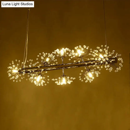 Contemporary chrome dandelion crystal pendant light dining room