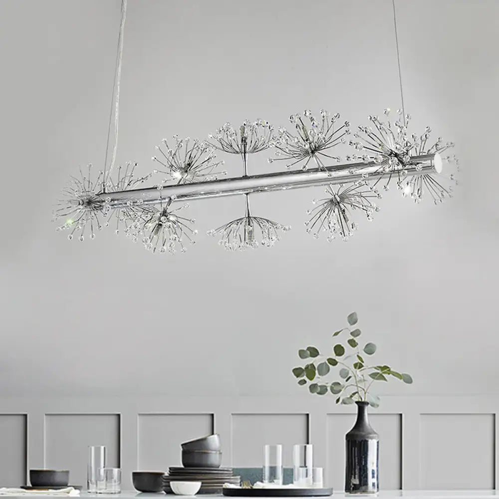 Contemporary chrome dandelion crystal pendant light dining room