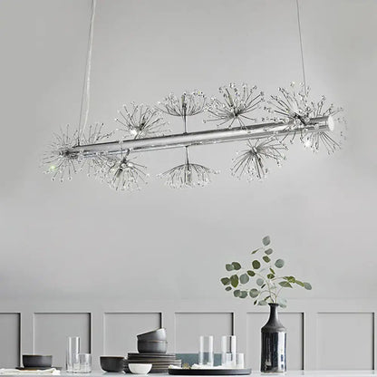 Contemporary chrome dandelion crystal pendant light dining room