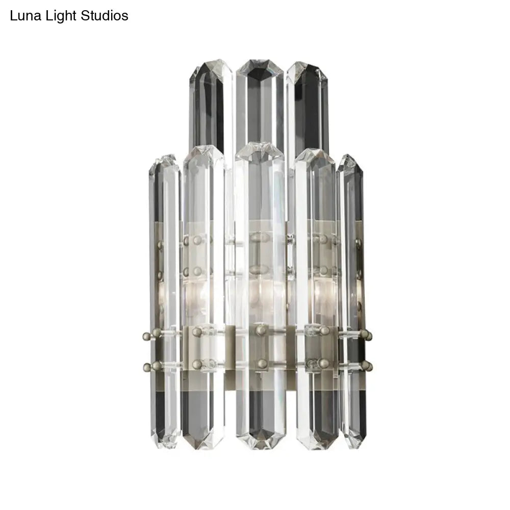 DecorBites™ Contemporary Chrome/Gold Wall Sconce with Clear Crystal Prism - Elegant Bedside Wall Mounted Lamp