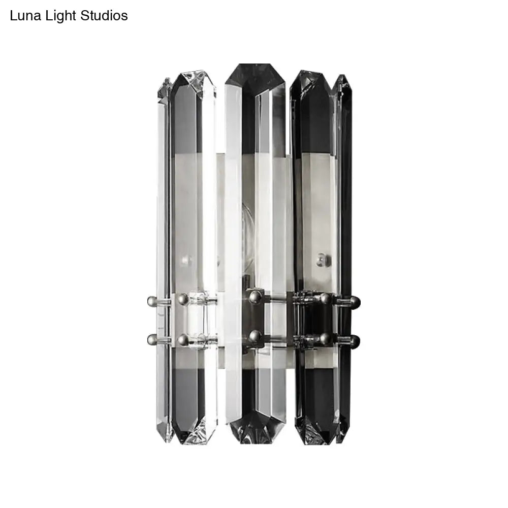 DecorBites™ Contemporary Chrome/Gold Wall Sconce with Clear Crystal Prism - Elegant Bedside Wall Mounted Lamp