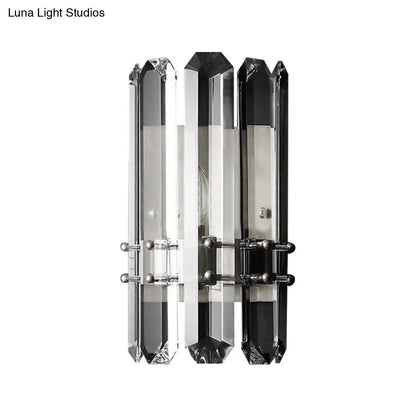 DecorBites™ Contemporary Chrome/Gold Wall Sconce with Clear Crystal Prism - Elegant Bedside Wall Mounted Lamp