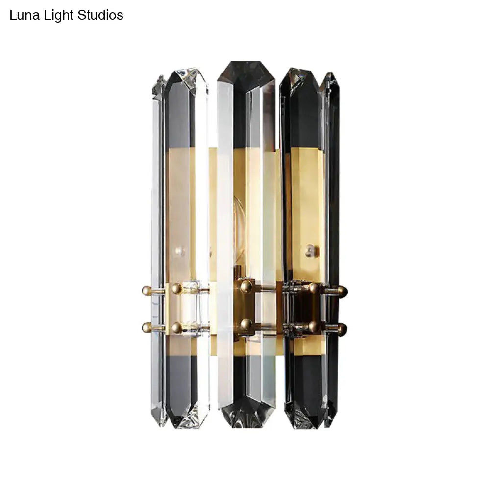 DecorBites™ Contemporary Chrome/Gold Wall Sconce with Clear Crystal Prism - Elegant Bedside Wall Mounted Lamp
