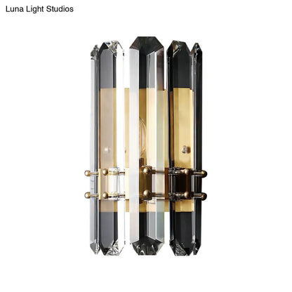 DecorBites™ Contemporary Chrome/Gold Wall Sconce with Clear Crystal Prism - Elegant Bedside Wall Mounted Lamp