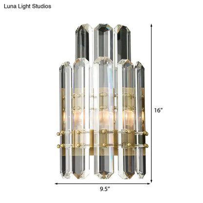 DecorBites™ Contemporary Chrome/Gold Wall Sconce with Clear Crystal Prism - Elegant Bedside Wall Mounted Lamp