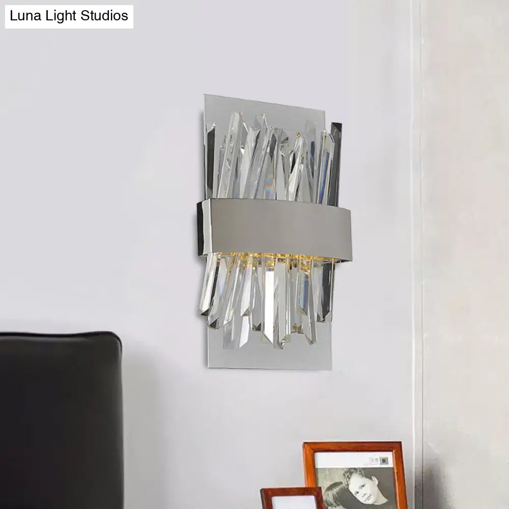 DecorBites™ Contemporary Chrome LED Crystal Wall Sconce - Elegant Bedroom Lighting Solution