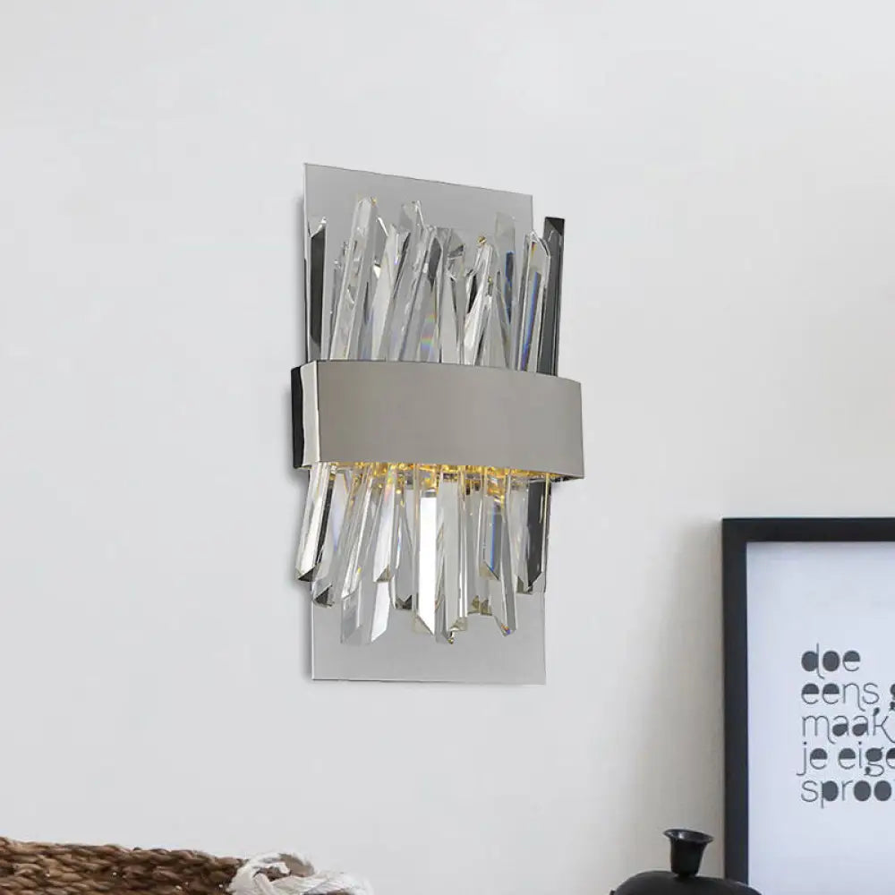 DecorBites™ Contemporary Chrome LED Crystal Wall Sconce - Elegant Bedroom Lighting Solution