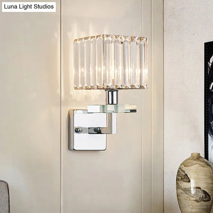 DecorBites™ Contemporary Chrome LED Cuboid Wall Mounted Light with Crystal Prisms