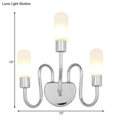 Contemporary chrome milk glass pill sconce bedroom wall light